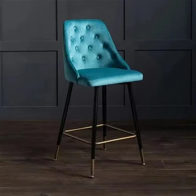 Tabourets de bar tapissés de luxe modernes en métal avec siège en cuir
