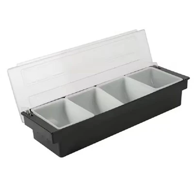 Support à condiments de cuisine en plastique avec couvercle pour restaurant et bar